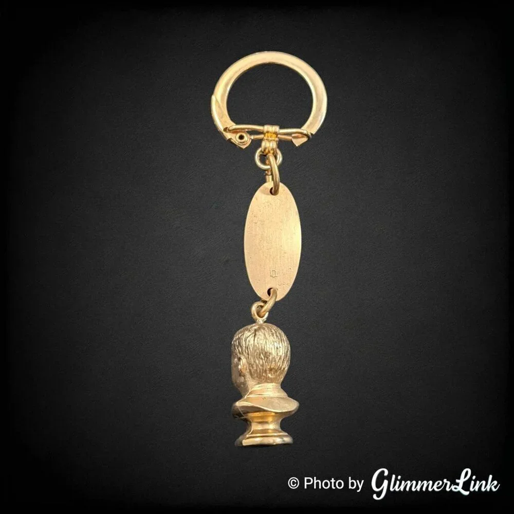 Vintage Hickock USA JFK John F Kennedy Bust Gold Tone Keychain